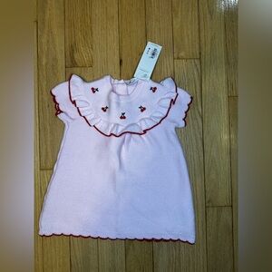 Janie and Jack Pink Knit Dress with Cherry Detail